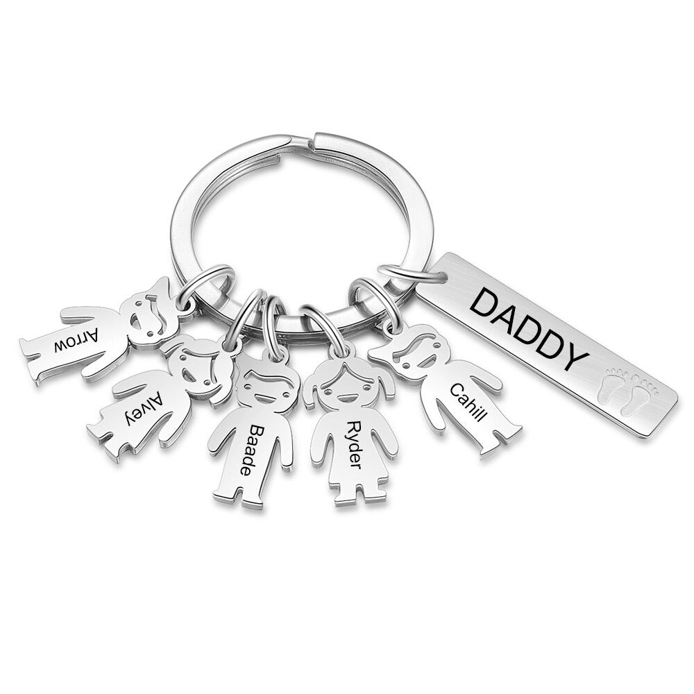 Customized Name Boy Girl Keychains With 5 Names-Florence Scovel