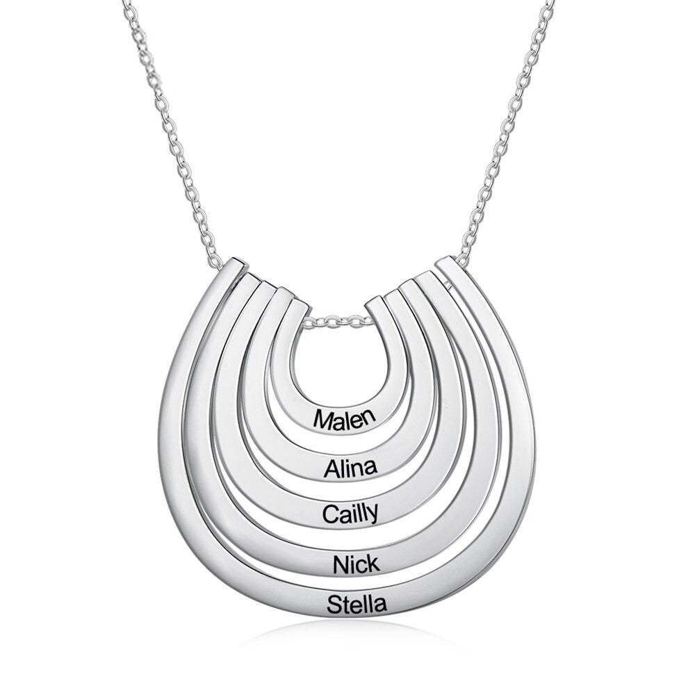 Personalized 5 Names Engraved Horseshoe Pendant-Florence Scovel