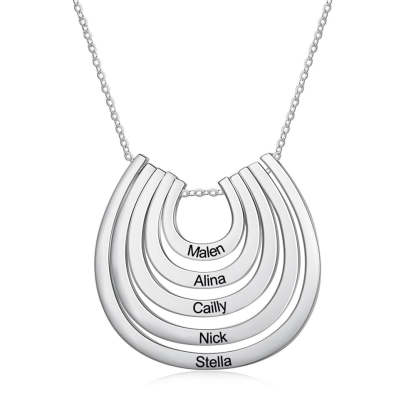 Personalized 5 Names Engraved Horseshoe Pendant-Florence Scovel