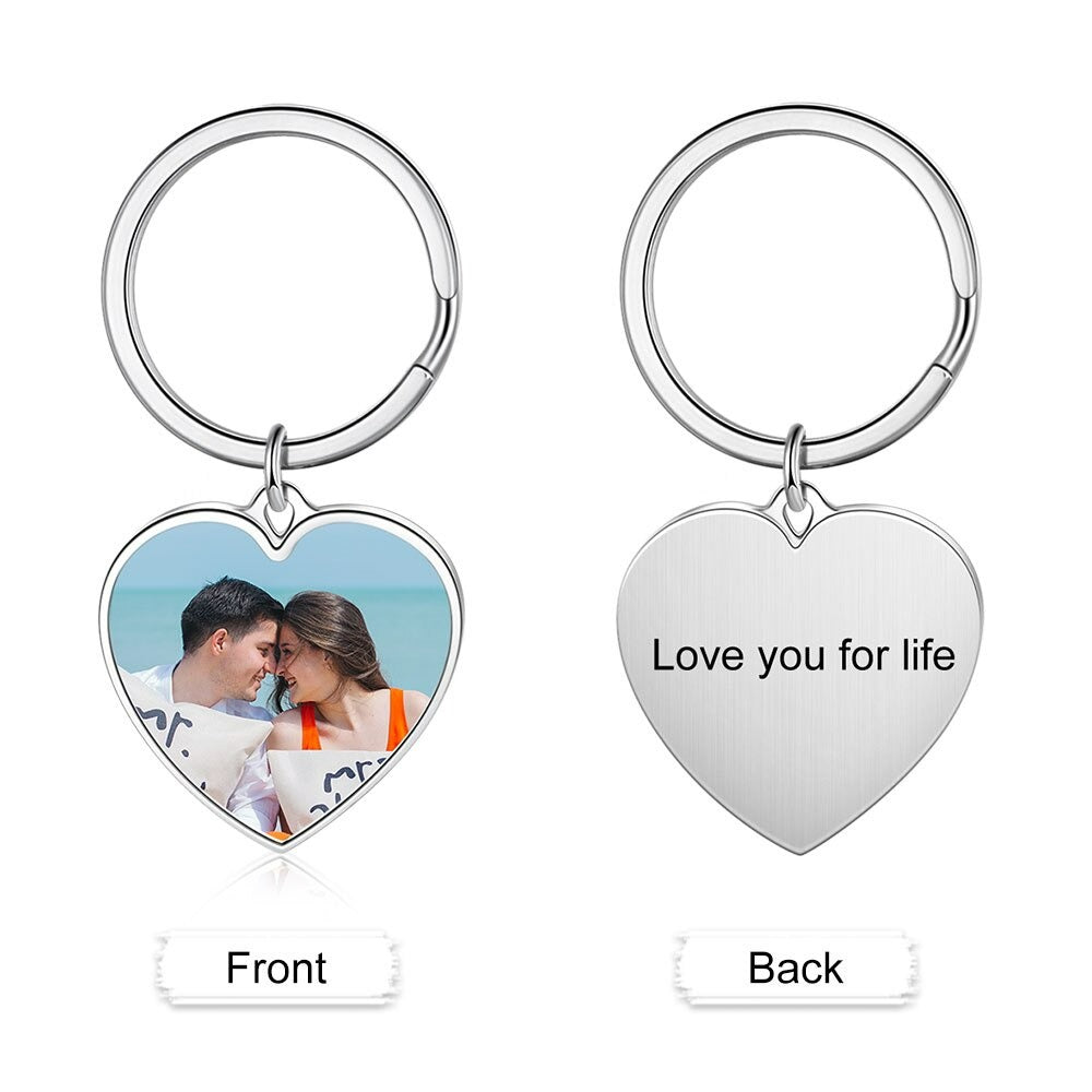 Custom Cordate Photo Keychain For Couples-Florence Scovel