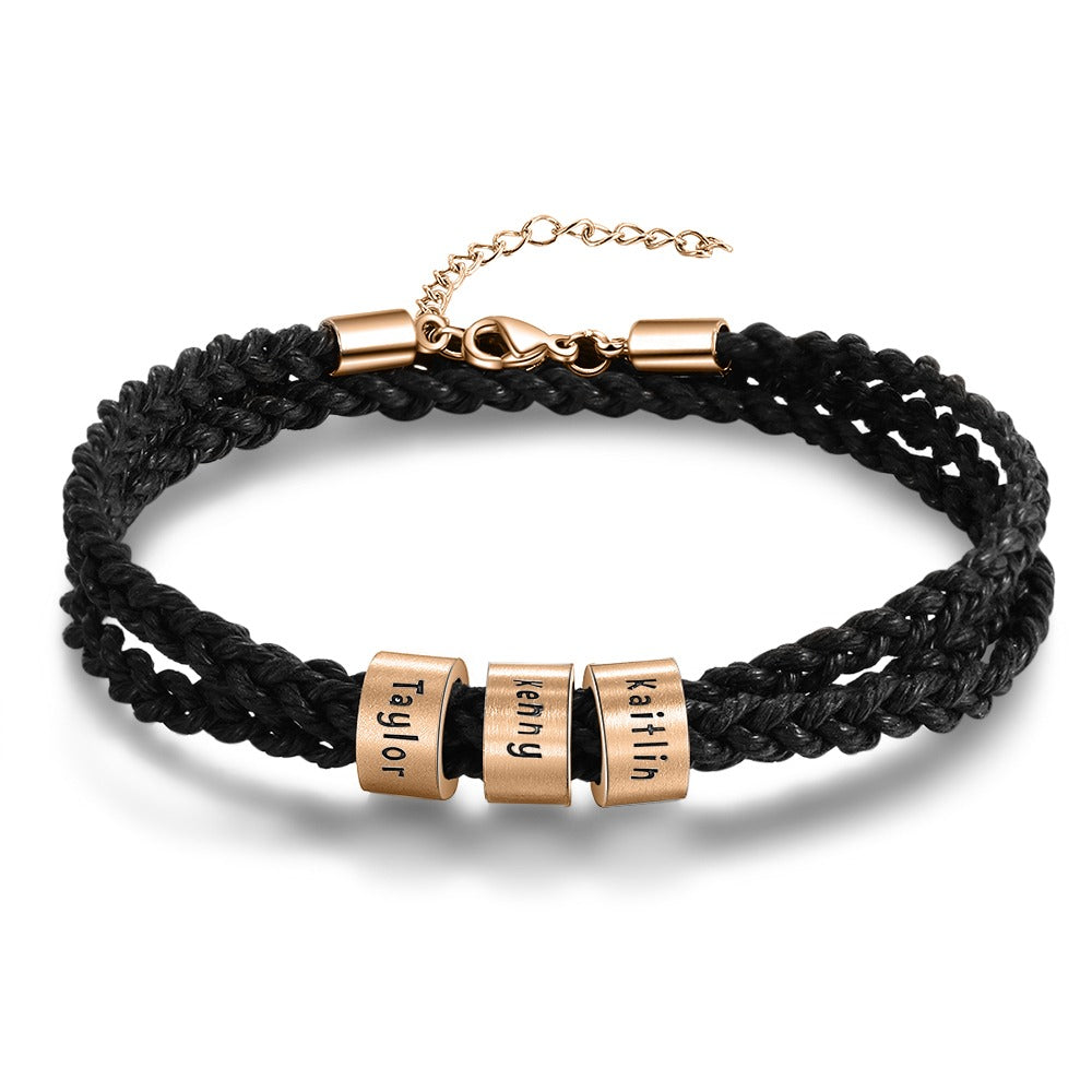 Personalized 3 Names Braided Rope Bracelet For Men-Florence Scovel