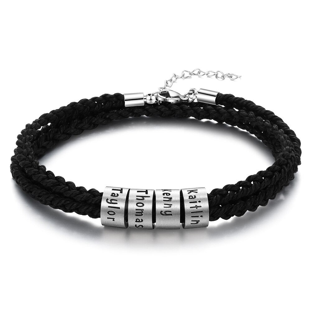 Personalized Stainless Steel 4 Names Beads Bracelet-Florence Scovel