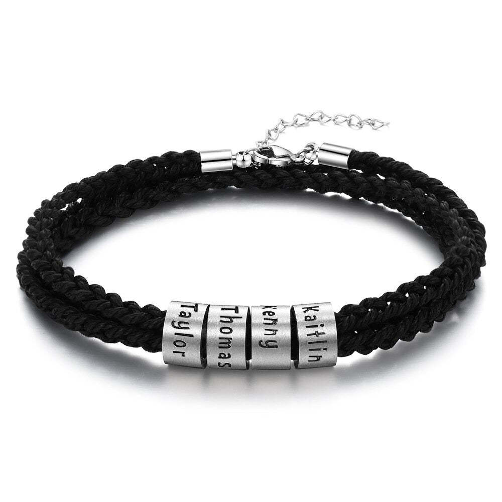 Personalized Stainless Steel 4 Names Beads Bracelet-Florence Scovel