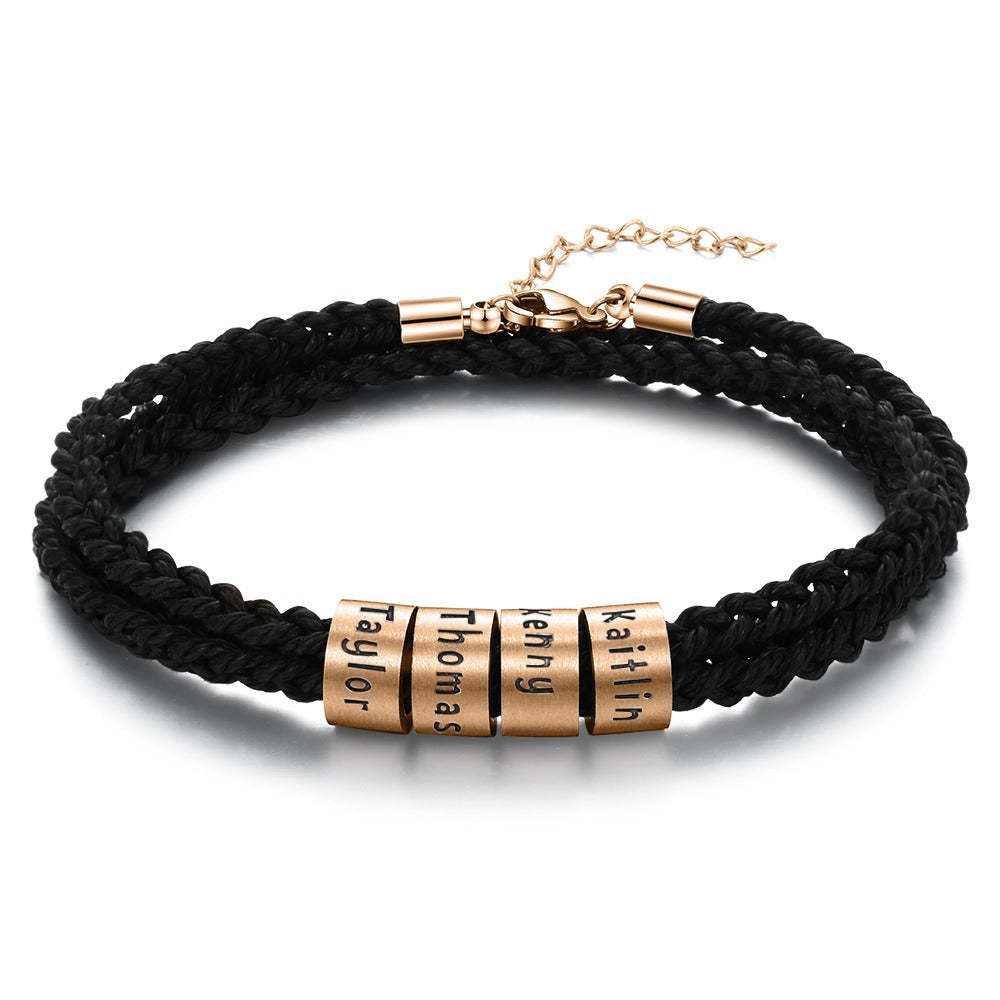 Personalized 4 Names Braided Rope Bracelet For Men-Florence Scovel