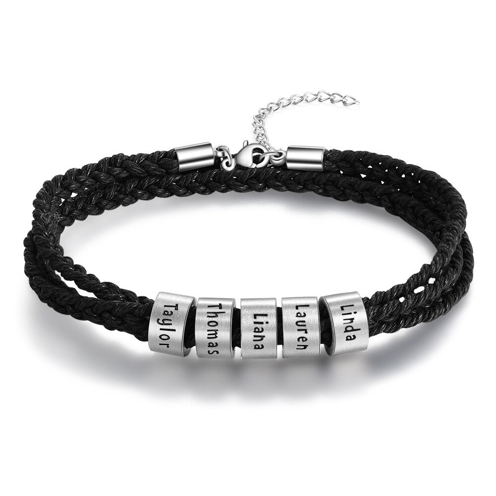 Personalized Stainless Steel 5 Names Beads Bracelet-Florence Scovel