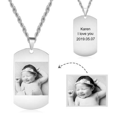 Personalized 1 Photo 1 Name 1 Date  Necklace-Florence Scovel