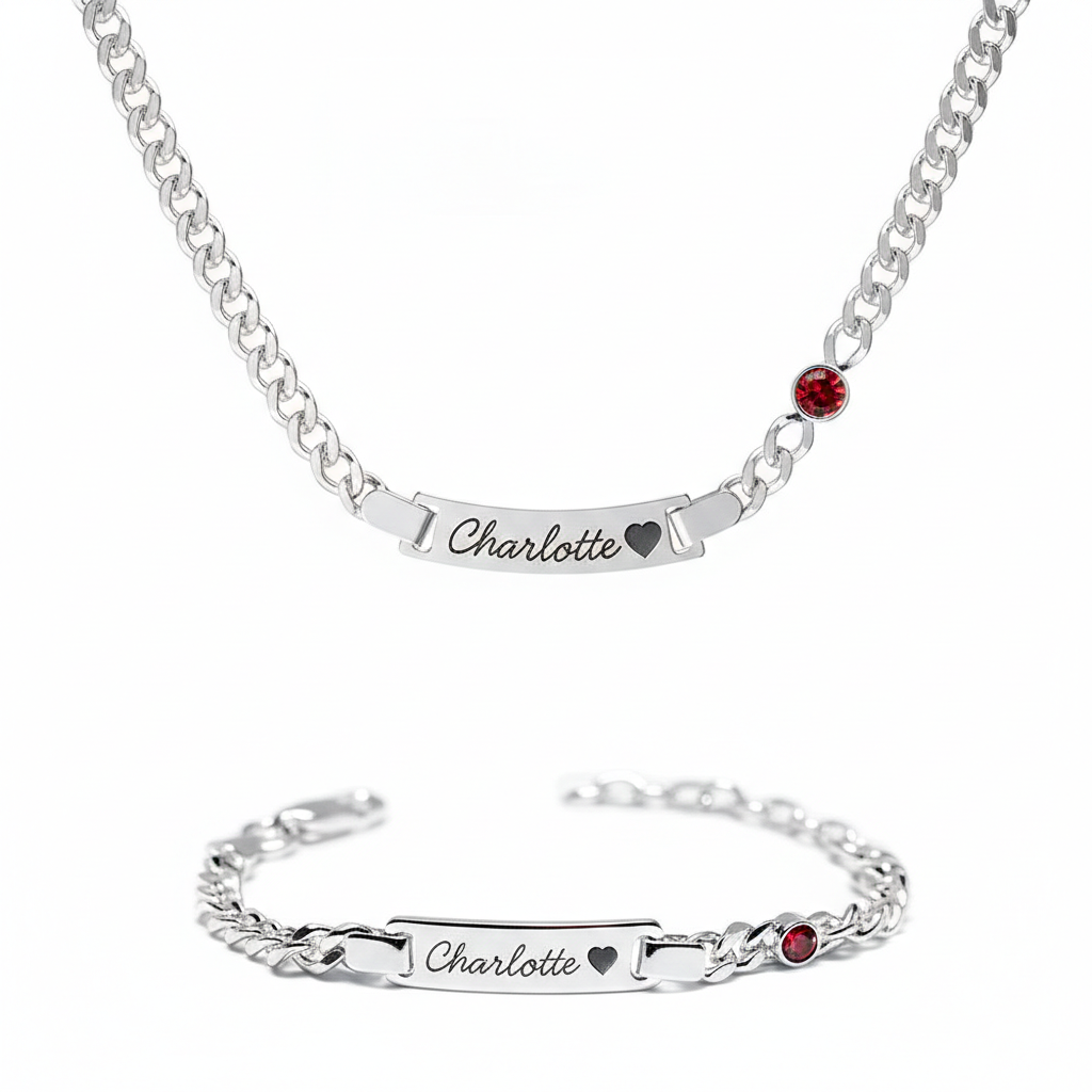 Personalized Baby Name Bracelet With Birthstone Design