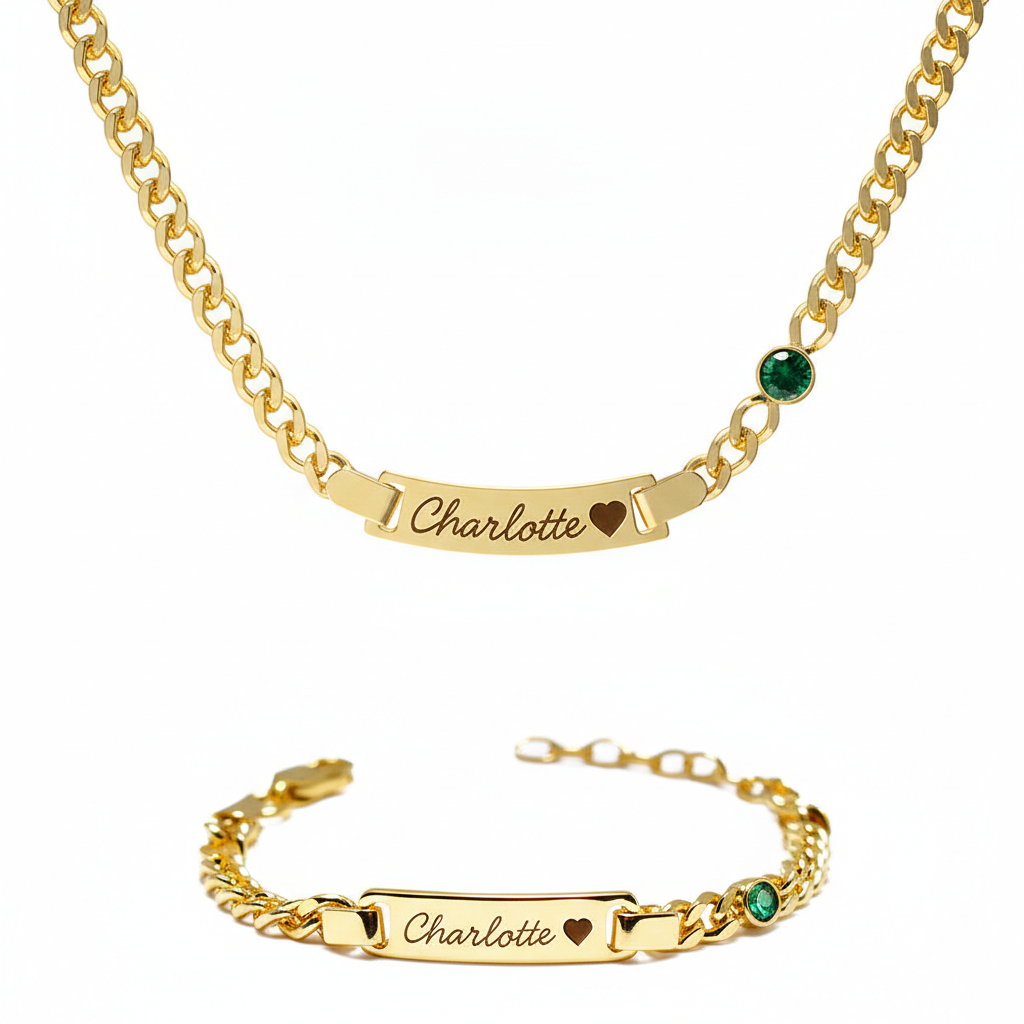 Personalized Baby Name Bracelet With Birthstone Design