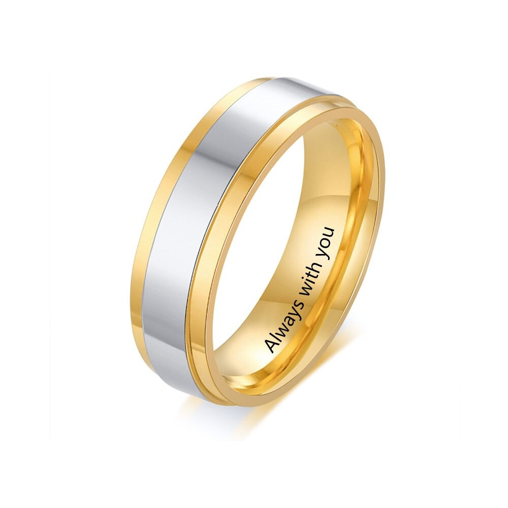 Personalized Gold Color Stainless Steel Couple Rings-Florence Scovel