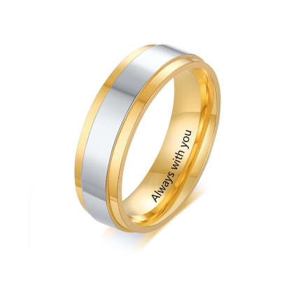 Personalized Gold Color Stainless Steel Couple Rings-Florence Scovel