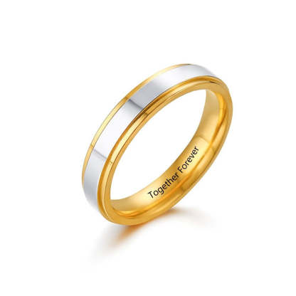 Personalized Gold Color Stainless Steel Couple Rings-Florence Scovel