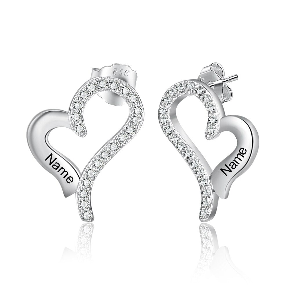 Customized 1 Name Engraved  Zirconia Earrings-Florence Scovel