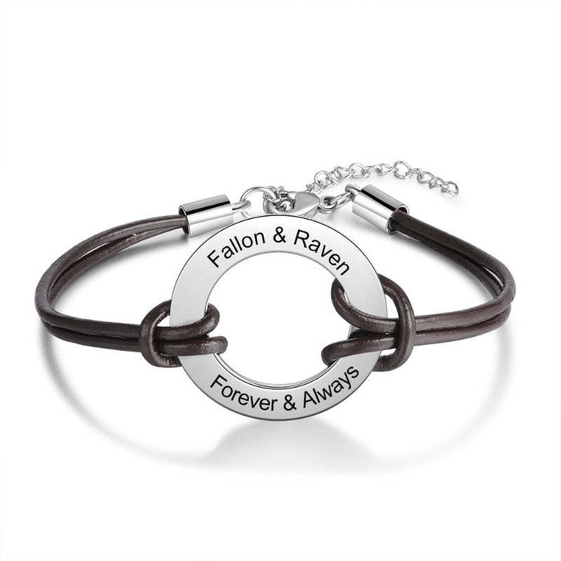 Customized Stainless Steel 2 Names Circle Bracelets-Florence Scovel