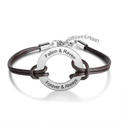 Customized Stainless Steel 2 Names Circle Bracelets-Florence Scovel