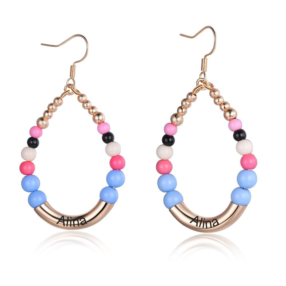Personalized 1 Name Engraved Bohemian Earrings-Florence Scovel