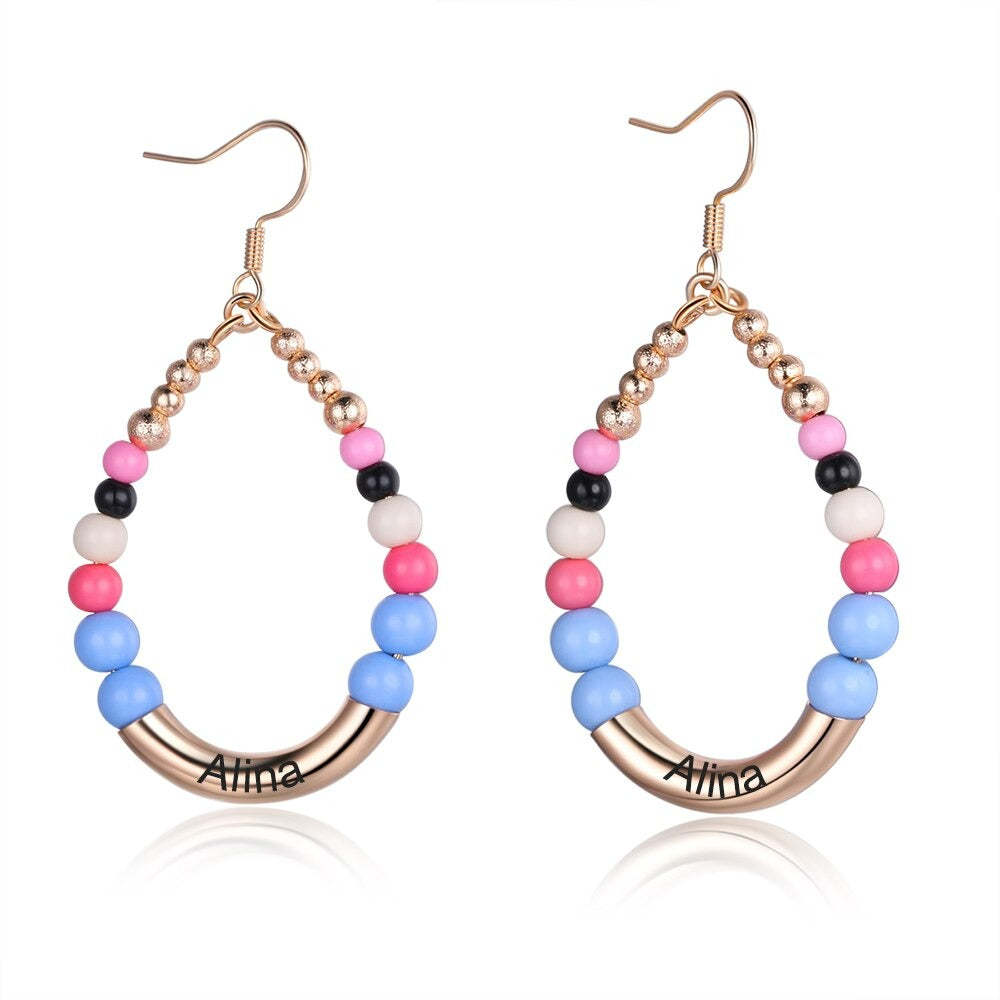 Personalized 1 Name Engraved Bohemian Earrings-Florence Scovel