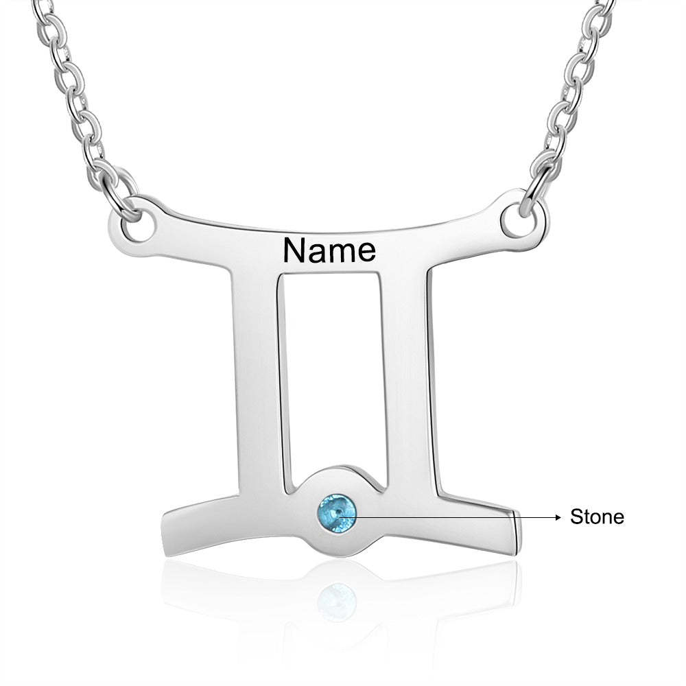 Personalized 1 Name 1 Stone Horoscope Necklace-Florence Scovel