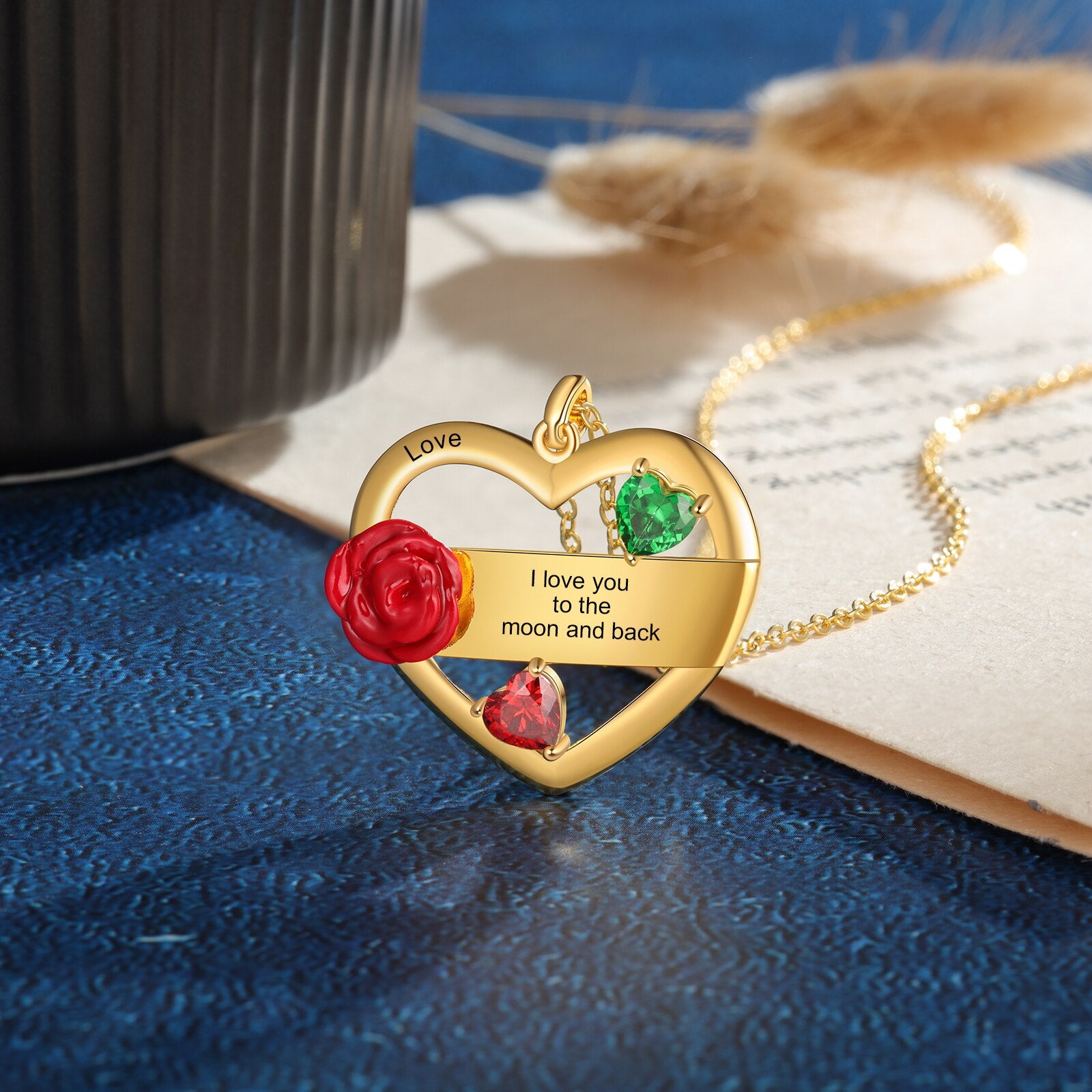 Customized Mother Necklace With Rose Flower Personalized-Florence Scovel