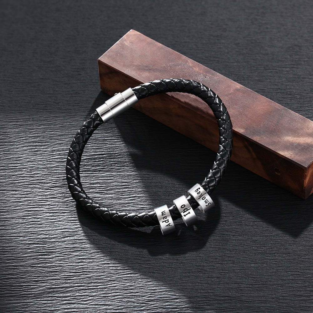 Customized 3 Names Black Rope Magnetic Buckle Bracelets-Florence Scovel