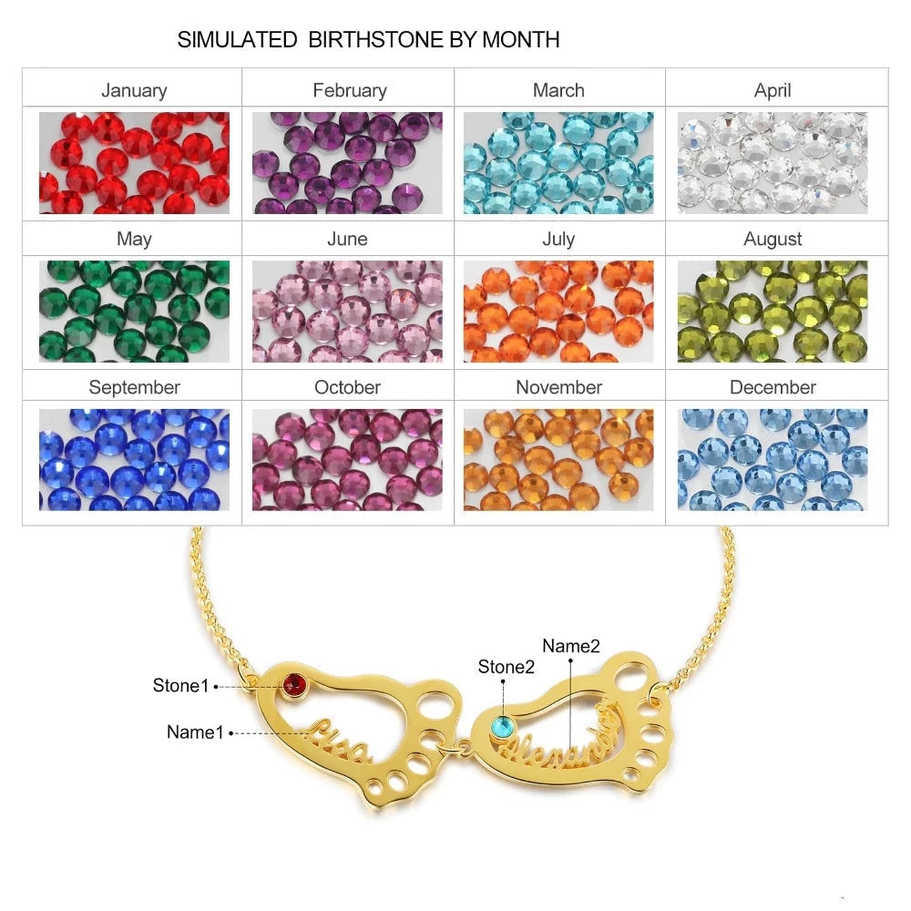 Personalized Baby Feet 7 Names 7 Stones Bracelet-Florence Scovel