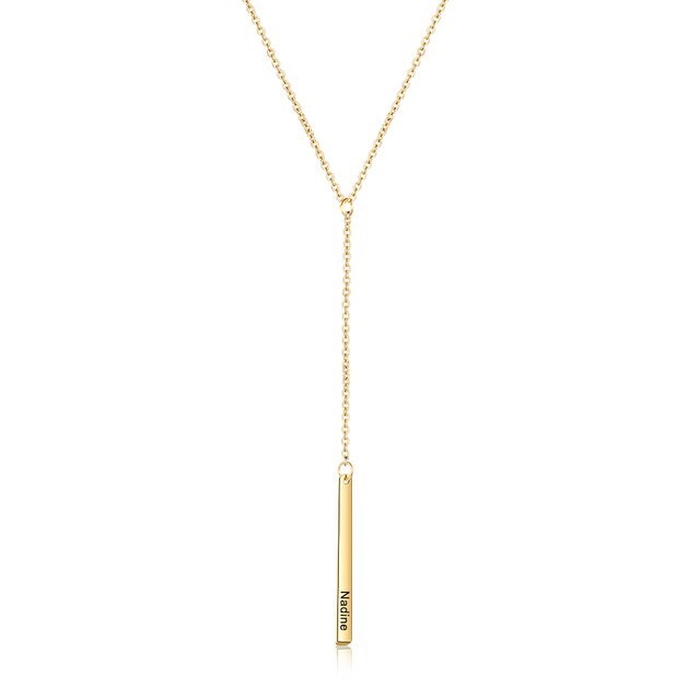 Personalized Bar Necklaces Charm Pendants Stainless Steel Jewelry for Ladies Engraved Name Anniversary Gift for Women-Florence Scovel