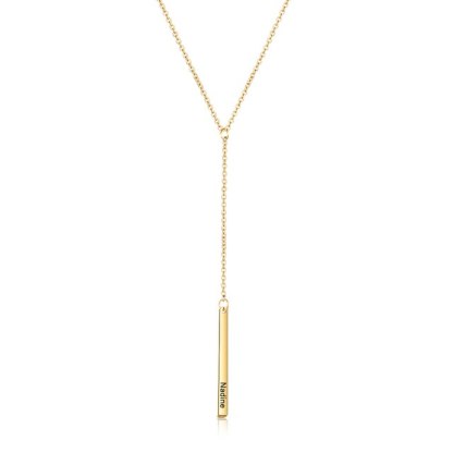 Personalized Bar Necklaces Charm Pendants Stainless Steel Jewelry for Ladies Engraved Name Anniversary Gift for Women-Florence Scovel
