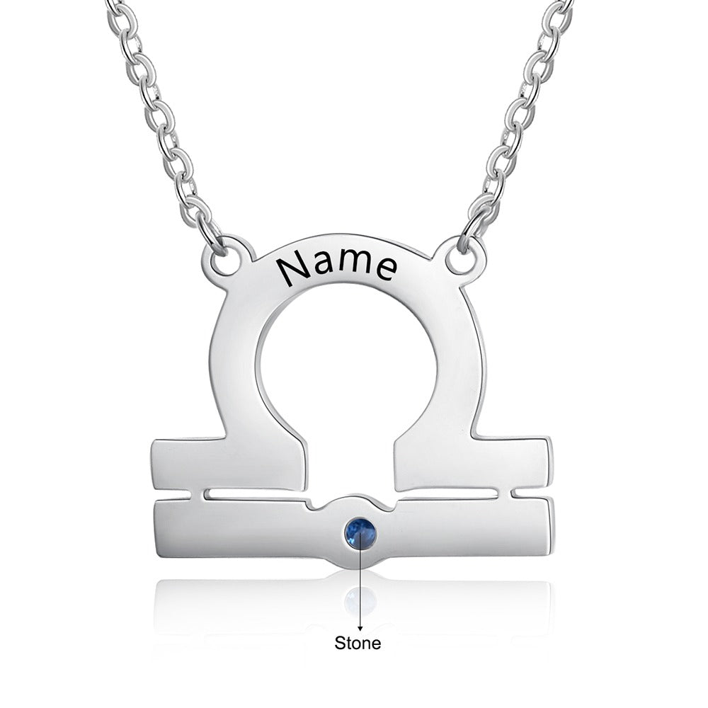 Personalized 1 Name 1 Stone Horoscope Necklace-Florence Scovel