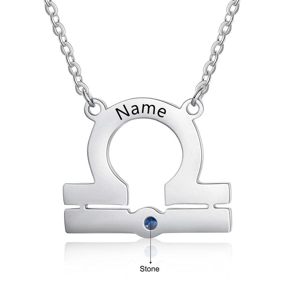 Personalized 1 Name 1 Stone Horoscope Necklace-Florence Scovel