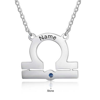 Personalized 1 Name 1 Stone Horoscope Necklace-Florence Scovel