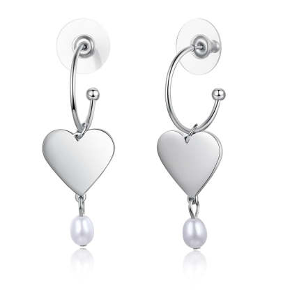 Personalized Non-Engraved Heart Drop Earrings-Florence Scovel