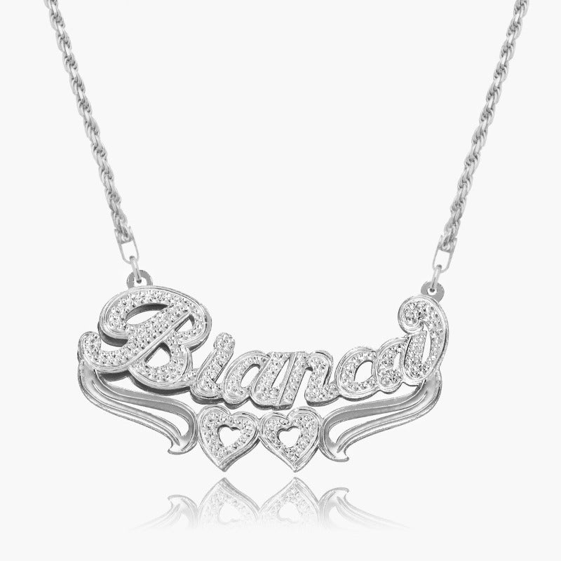 Crystal Covered Necklace With Engraved Name-Florence Scovel