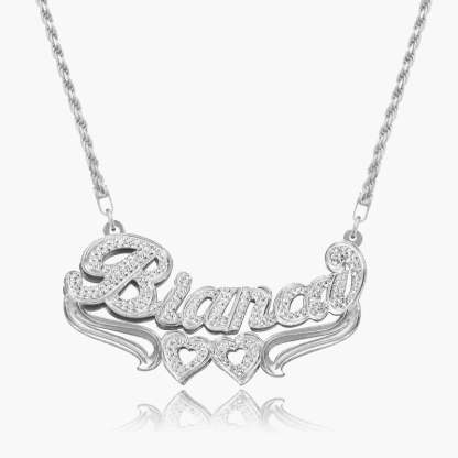 Crystal Covered Necklace With Engraved Name-Florence Scovel