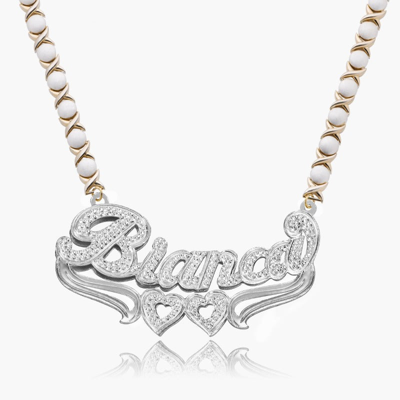 Crystal Covered Necklace With Engraved Name-Florence Scovel