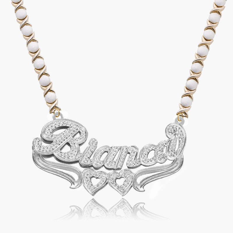 Crystal Covered Necklace With Engraved Name-Florence Scovel