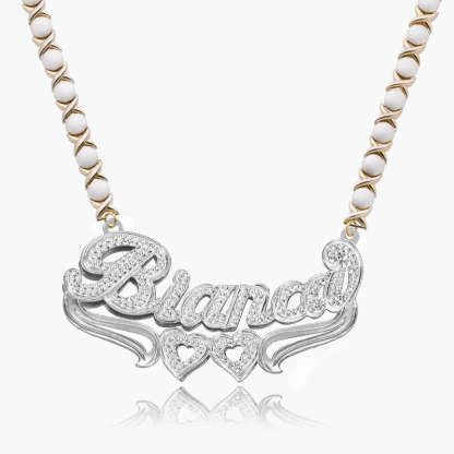 Crystal Covered Necklace With Engraved Name-Florence Scovel