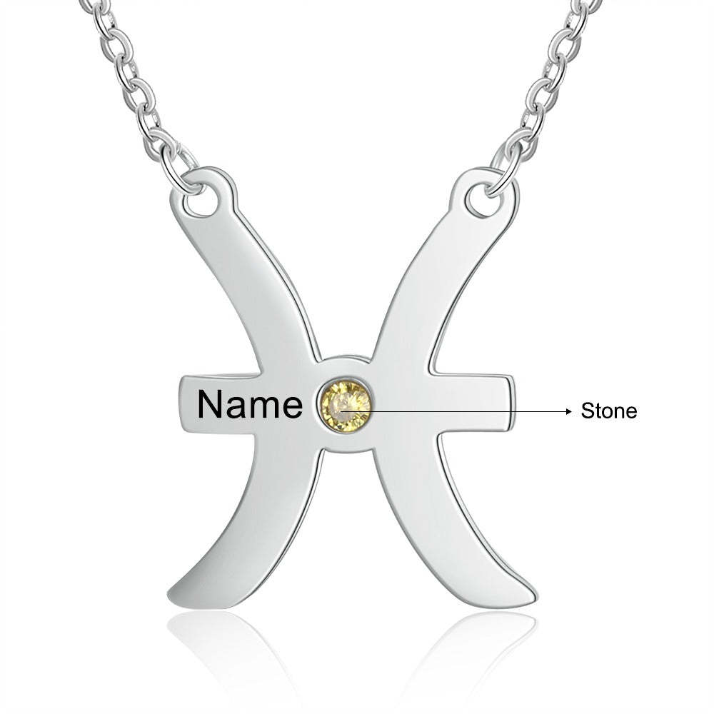 Personalized 1 Name 1 Stone Horoscope Necklace-Florence Scovel