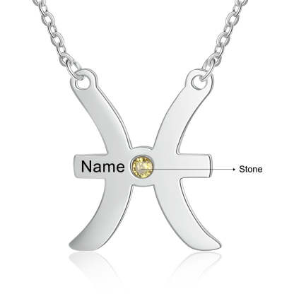 Personalized 1 Name 1 Stone Horoscope Necklace-Florence Scovel