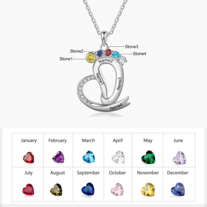 Personalized Engraved Baby 4 Name Feet Necklace-Florence Scovel