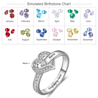 Sterling Silver Personalized Name And Birthstone Engraved Ring-Florence Scovel