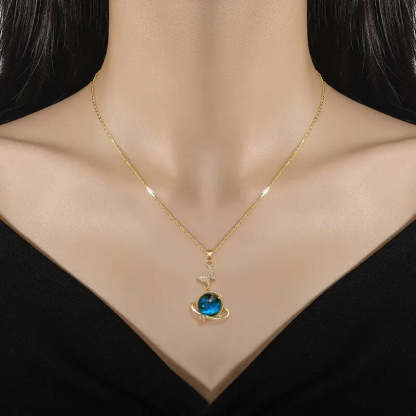 Interstellar Charm Necklace With Planet Pendant And Golden Rings-Florence Scovel