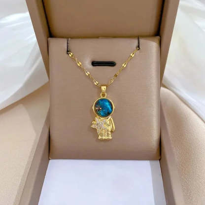Interstellar Charm Necklace With Planet Pendant And Golden Rings-Florence Scovel