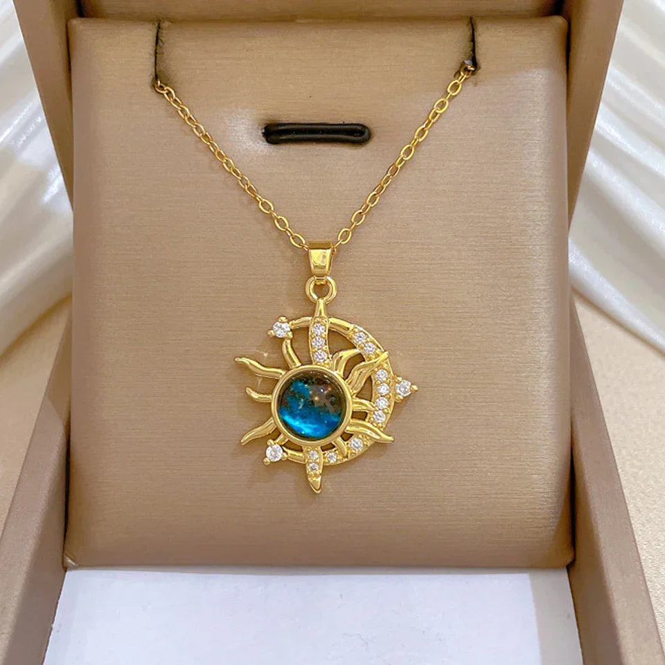 Interstellar Charm Necklace With Planet Pendant And Golden Rings-Florence Scovel
