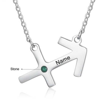 Personalized 1 Name 1 Stone Horoscope Necklace-Florence Scovel