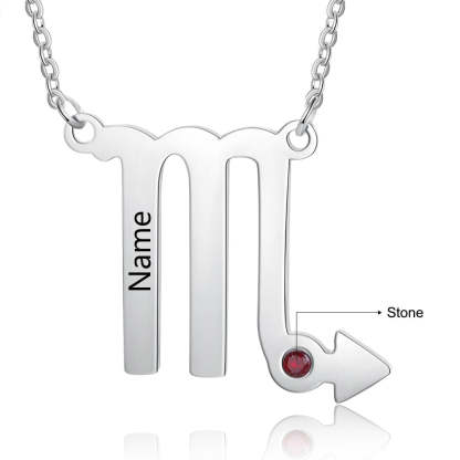 Personalized 1 Name 1 Stone Horoscope Necklace-Florence Scovel