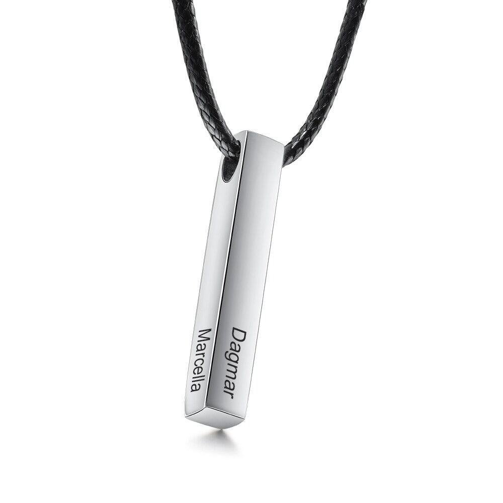 Personalized Steel Vertical Bar 4 Names Necklace-Florence Scovel