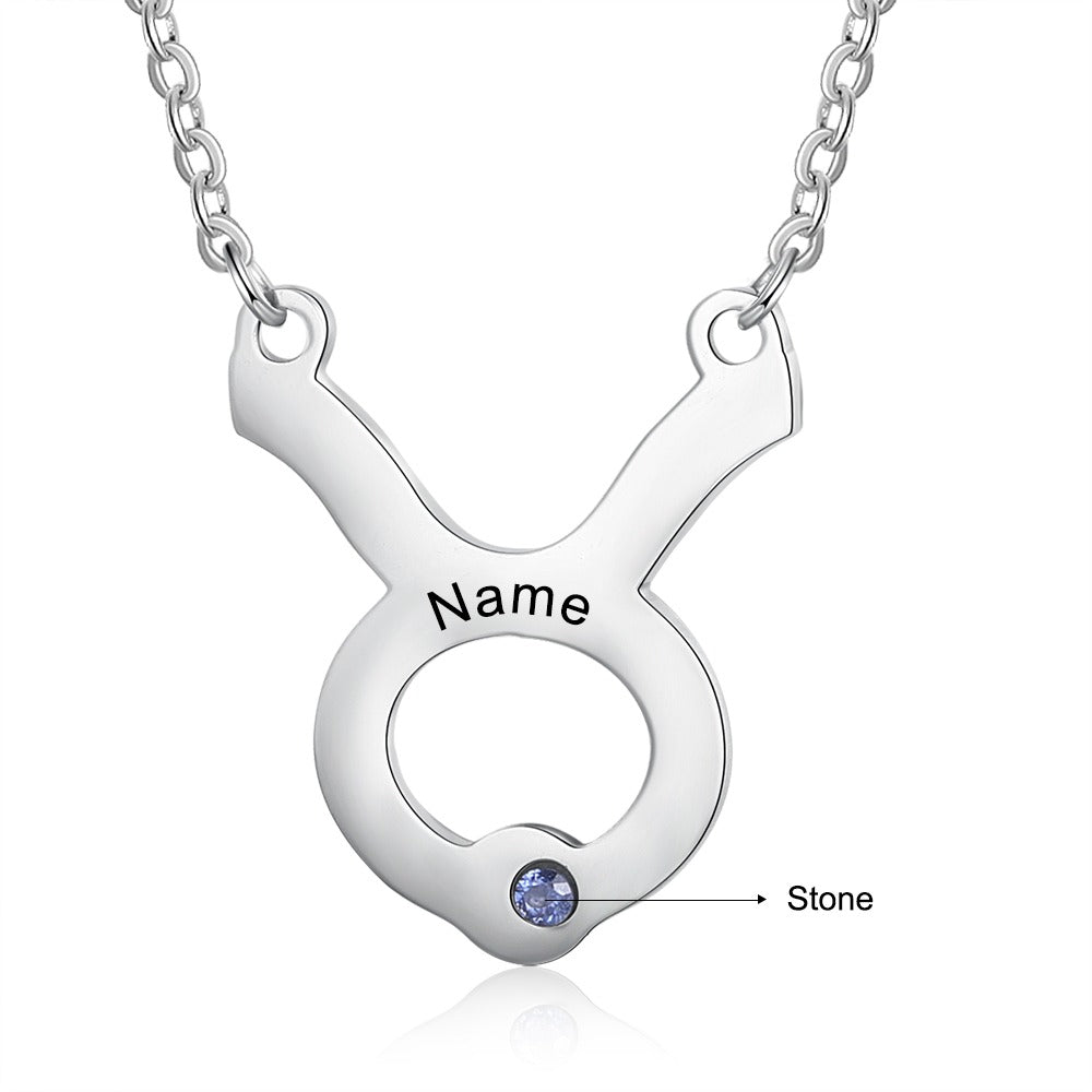 Personalized 1 Name 1 Stone Horoscope Necklace-Florence Scovel