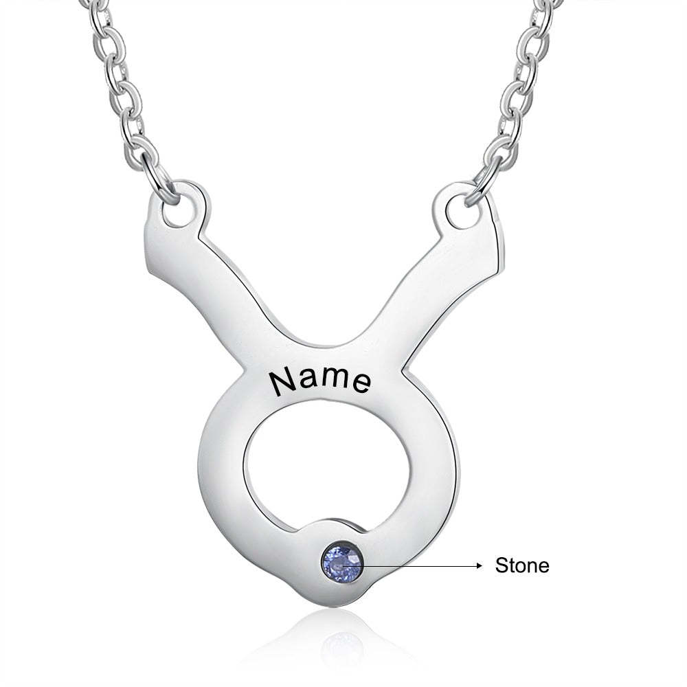 Personalized 1 Name 1 Stone Horoscope Necklace-Florence Scovel