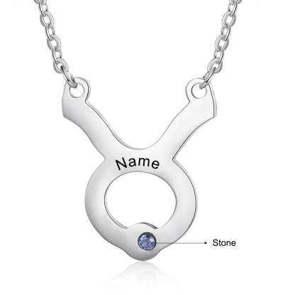 Personalized 1 Name 1 Stone Horoscope Necklace-Florence Scovel