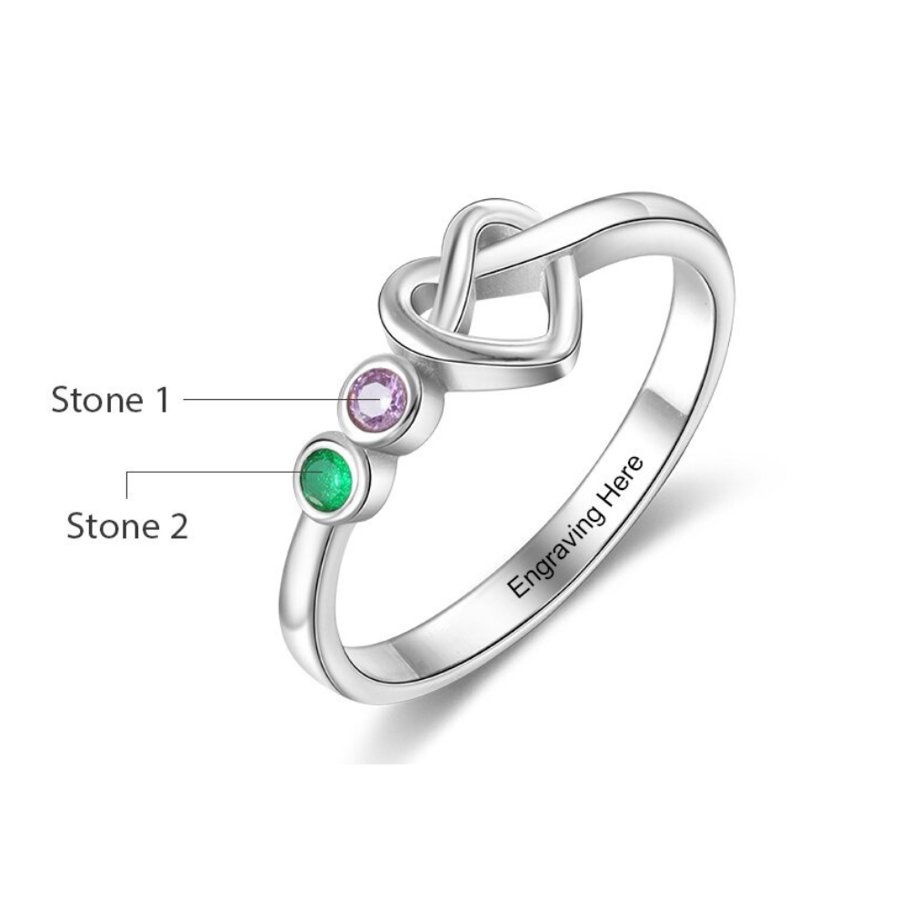 Personalized Engraving 2 Stones Knot Rings for Women-Florence Scovel
