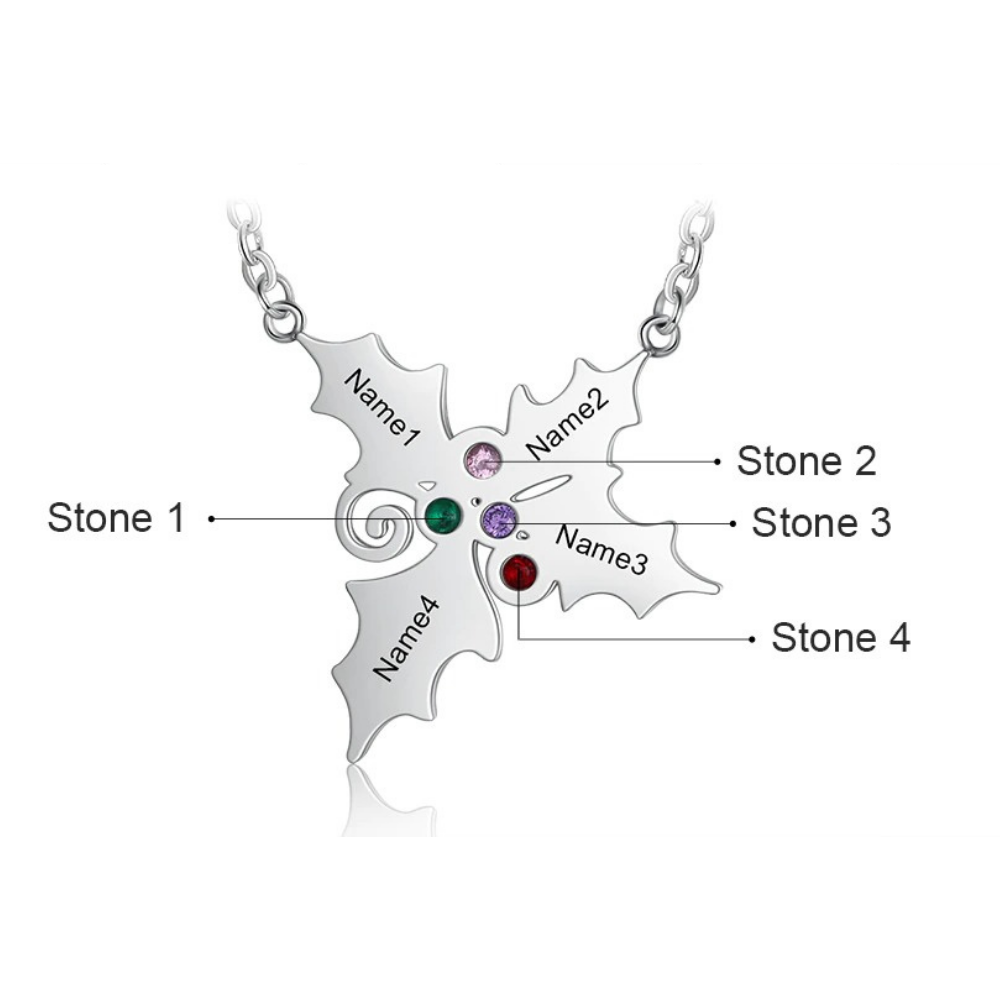 4 Names And 4 Stones Personalized Mistletoe Christmas Pendant-Florence Scovel